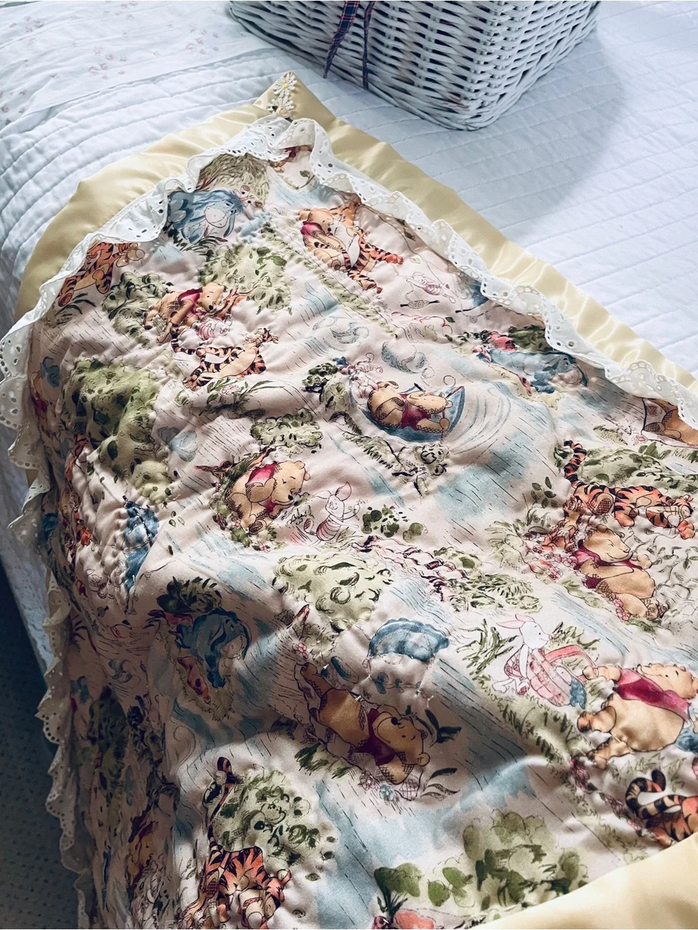 Winnie The Pooh Classic Woodland theme baby quilt Handmade in Charleston